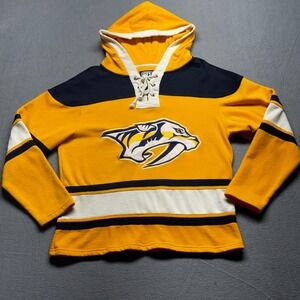 OTS NHL Nashville Predators Lace-Up Hoodie Gold Navy Mens Small Embroidered Logo